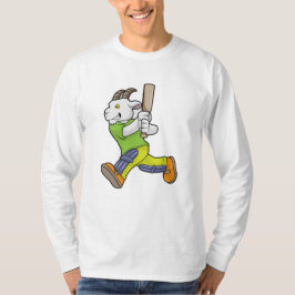 Ziege als Batsman mit Cricket Fledermaus T-Shirt