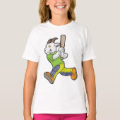 Ziege als Batsman mit Cricket Fledermaus T-Shirt (Vorderseite)