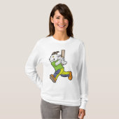 Ziege als Batsman mit Cricket Fledermaus T-Shirt (Vorne ganz)