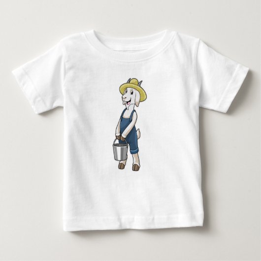 Ziege als Bauer mit Eimer Baby T-shirt (Vorderseite)