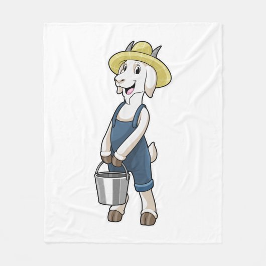 Ziege als Bauer mit Eimer Fleecedecke (Vorderseite)