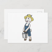 Ziege als Bauer mit Eimer Postkarte (Vorne/Hinten)