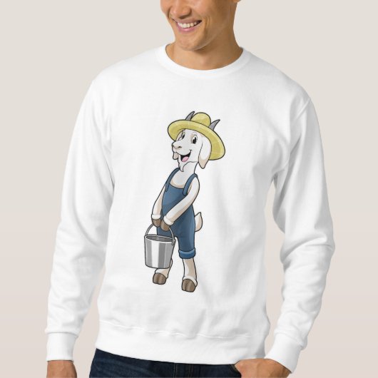 Ziege als Bauer mit Eimer Sweatshirt (Vorderseite)