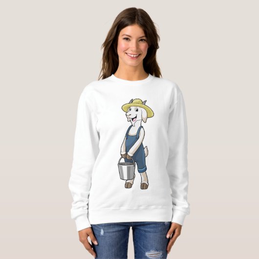 Ziege als Bauer mit Eimer Sweatshirt (Vorne ganz)
