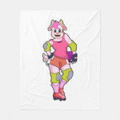 Ziege als Inline-Skater mit Inline-Skaten Fleecedecke (Vorderseite)