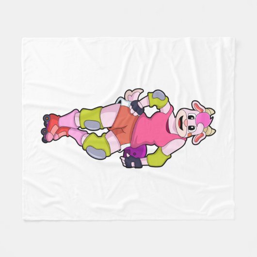 Ziege als Inline-Skater mit Inline-Skaten Fleecedecke (Vorderseite (Horizontal))
