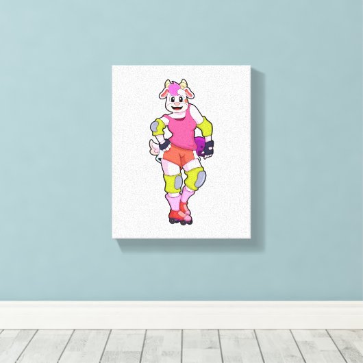 Ziege als Inline-Skater mit Inline-Skaten Leinwanddruck (Insitu (Holzboden))