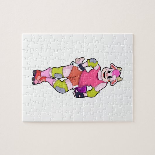 Ziege als Inline-Skater mit Inline-Skaten Puzzle (Horizontal)
