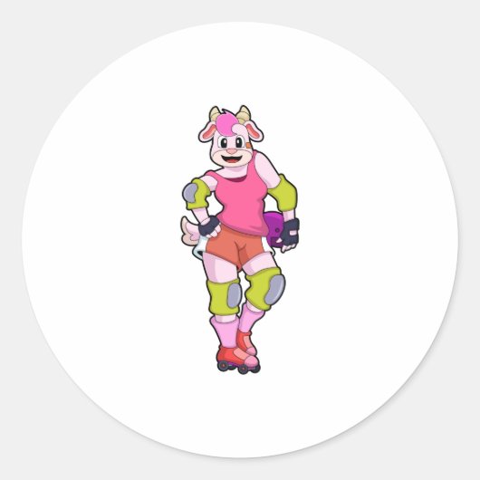 Ziege als Inline-Skater mit Inline-Skaten Runder Aufkleber (Vorderseite)