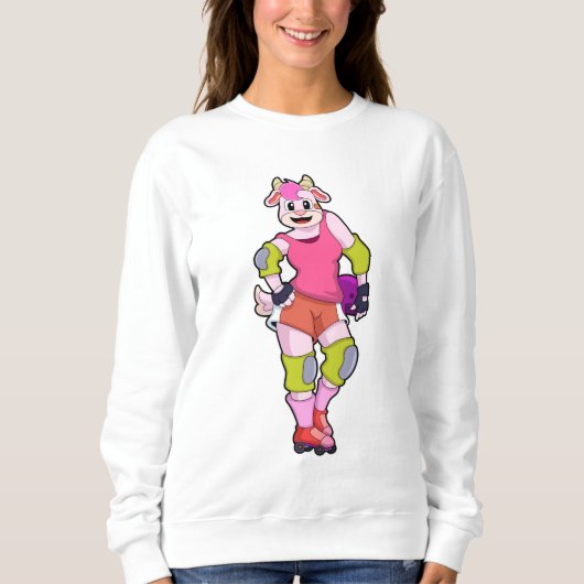 Ziege als Inline-Skater mit Inline-Skaten Sweatshirt (Vorderseite)