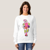 Ziege als Inline-Skater mit Inline-Skaten Sweatshirt (Vorne ganz)