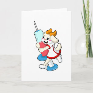 Ziege als Krankenschwester bei der Impfung mit Spr Karte