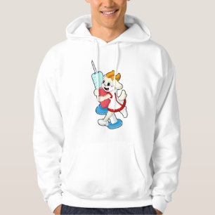 Ziege als Krankenschwester bei Impfung mit Spritze Hoodie