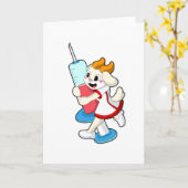 Ziege als Krankenschwester bei Impfung mit Spritze Karte (Gelbe Blume)