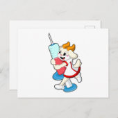 Ziege als Krankenschwester bei Impfung mit Spritze Postkarte (Vorne/Hinten)