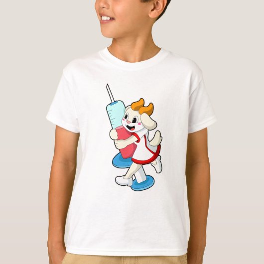 Ziege als Krankenschwester bei Impfung mit Spritze T-Shirt (Vorderseite)