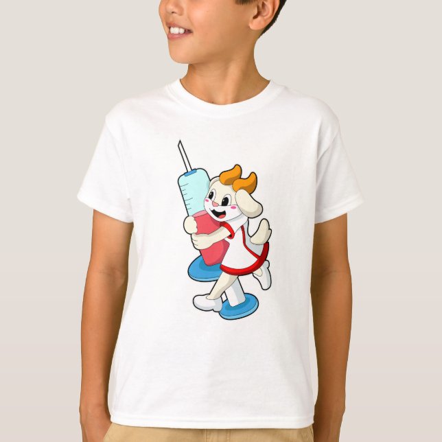 Ziege als Krankenschwester bei Impfung mit Spritze T-Shirt (Vorderseite)