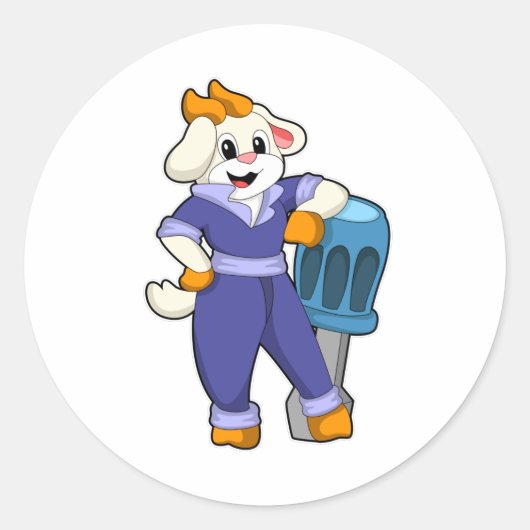 Ziege als Mechanik mit Schraubendreher Runder Aufkleber (Vorderseite)