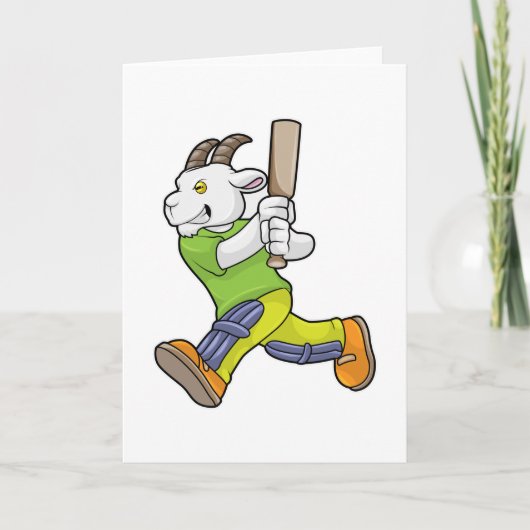 Ziege als Schlagmann mit Cricket-Schläger Karte (Vorderseite)