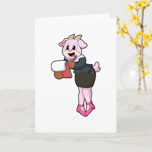 Ziege als Sekretär mit hohen Absätzen Karte (Gelbe Blume)