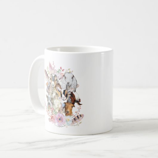ZIEGE | Aquarellziegenportraits GetYerGoat™ Kaffeetasse (Vorderseite Links)