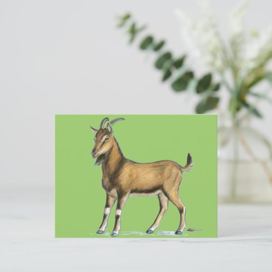 Ziege: braun postkarte (Stehend Vorderseite)