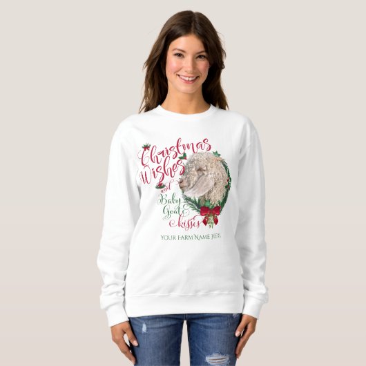 ZIEGE | Christmas Wünsche Baby Goat Kisses Angora Sweatshirt (Vorne ganz)