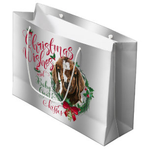 ZIEGE   Christmas wünscht Baby Goat Kisses Boer Große Geschenktüte