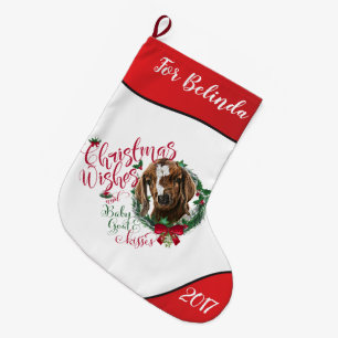 ZIEGE Christmas wünscht Baby Goat Kisses Boer Großer Weihnachtsstrumpf