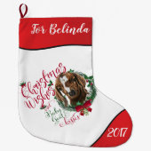 ZIEGE | Christmas wünscht Baby Goat Kisses Boer Großer Weihnachtsstrumpf (Vorderseite)