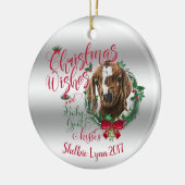 ZIEGE | Christmas wünscht Baby Goat Kisses Boer Keramikornament (Links)