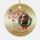 ZIEGE | Christmas wünscht Baby Goat Kisses Boer Keramikornament (Hinten)
