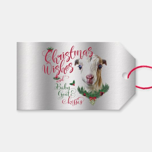 ZIEGE | Christmas wünscht Baby Goat Kisses LaManch Geschenkanhänger (Vorderseite (Horizontal))