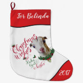 ZIEGE | Christmas wünscht Baby Goat Kisses LaManch Großer Weihnachtsstrumpf (Vorderseite)
