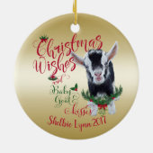 ZIEGE | Christmas wünscht Baby Goat Kisses Nigeria Keramik Ornament (Hinten)