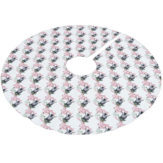ZIEGE | Christmas wünscht Baby Goat Kisses Nigeria Polyester Weihnachtsbaumdecke (Schrägansicht)