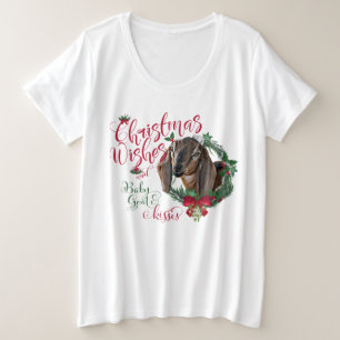 ZIEGE Christmas wünscht Baby Goat Kisses Nubian Große Größe T-Shirt