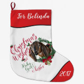 ZIEGE | Christmas wünscht Baby Goat Kisses Nubian Großer Weihnachtsstrumpf (Vorderseite)