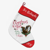 ZIEGE | Christmas wünscht Baby Goat Kisses Nubian Großer Weihnachtsstrumpf (Vorderansicht (hängend))