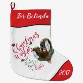 ZIEGE | Christmas wünscht Baby Goat Kisses Nubian Großer Weihnachtsstrumpf (Vorderseite)