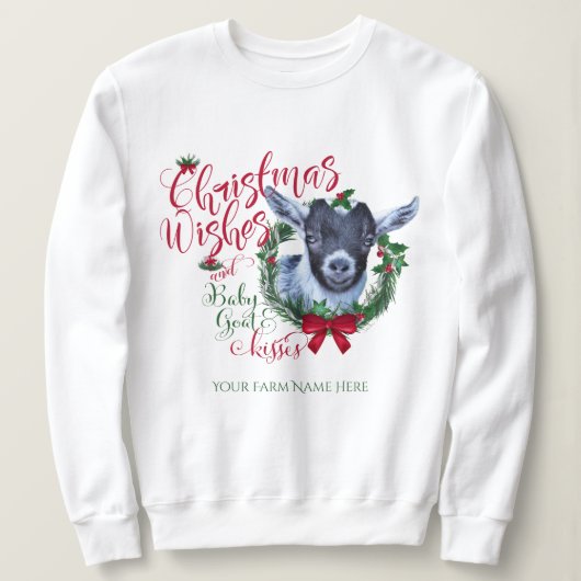 ZIEGE | Christmas wünscht Baby Goat Kisses Pygmy 2 Sweatshirt (Design vorne)