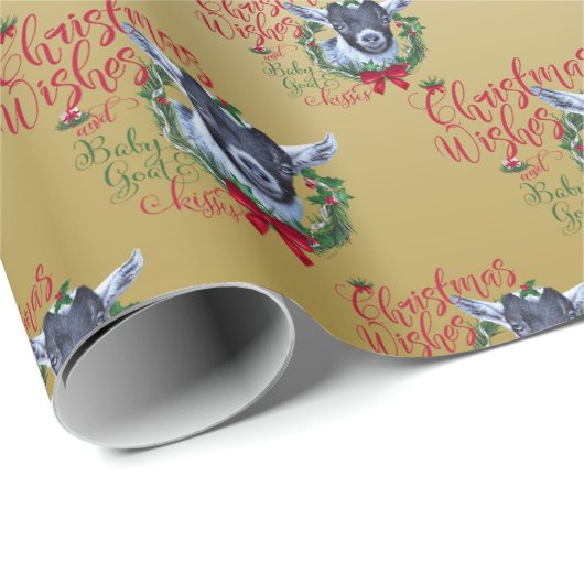 ZIEGE | Christmas wünscht Baby Goat Kisses Pygmy Geschenkpapier (Rolleneckpunkt)