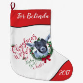 ZIEGE | Christmas wünscht Baby Goat Kisses Pygmy Großer Weihnachtsstrumpf (Vorderseite)