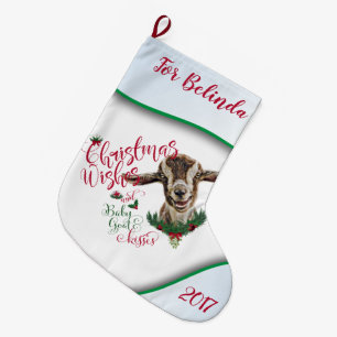 ZIEGE Christmas wünscht Baby Goat Kisses Togg Großer Weihnachtsstrumpf