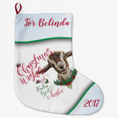 ZIEGE | Christmas wünscht Baby Goat Kisses Togg Großer Weihnachtsstrumpf (Vorderseite)