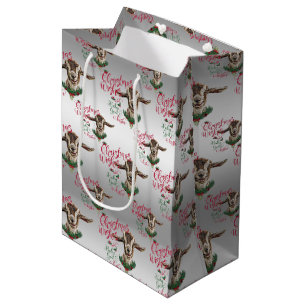 ZIEGE   Christmas wünscht Baby Goat Kisses Togg Mittlere Geschenktüte