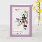 Ziege, die Buggy-Vintagen Geburtstag zeichnet Karte (Gelbe Blume)