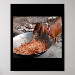 Ziege Eating Spaghetti Sticker Poster
