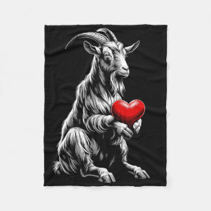 Ziege hält Herz Valentinstag Süße Valentinstag Fleecedecke