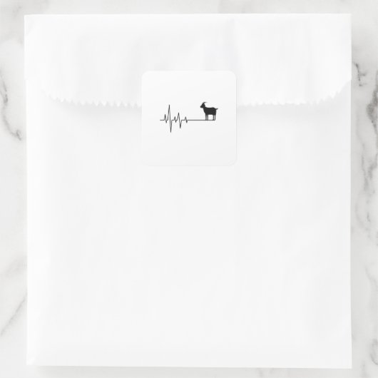 Ziege Heartbeat Quadratischer Aufkleber (Tasche)